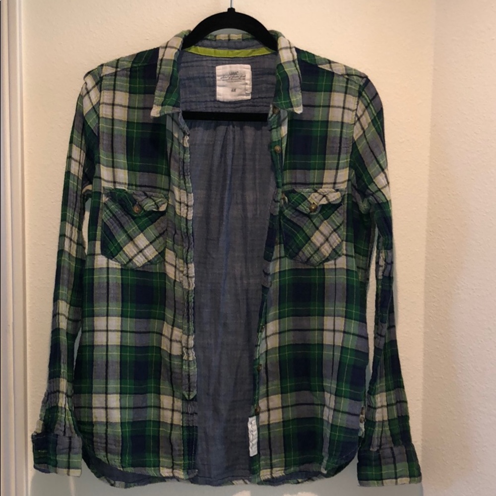 H&M L.O.G.G. Lightweight Green Flannel